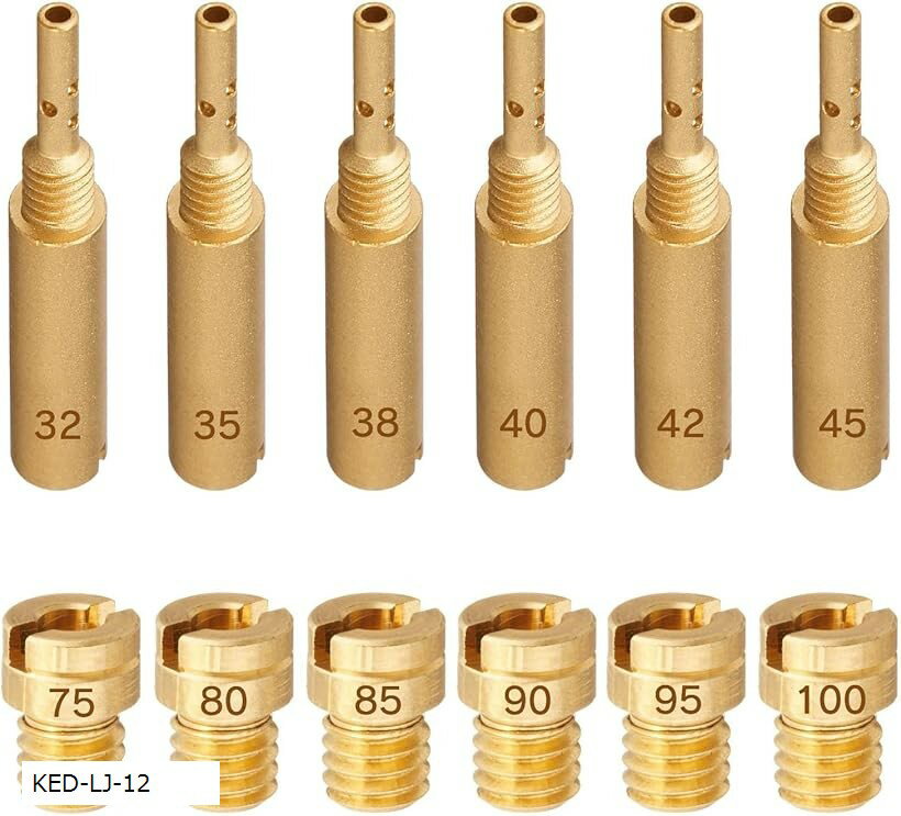 互換品12個入 メインジェット 5X6.7 ケイヒン パイロットジェット 26X4.5 pc20 ジェットセット メインジェットセット パイロットジェットセット PC18/PC20 バイク用 (KED-LJ-12)