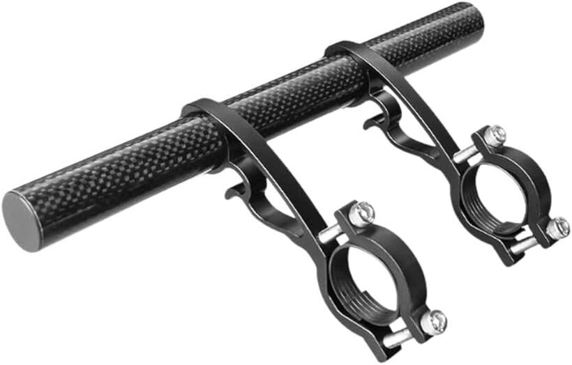 自転車 ハンドルバー 延長ブラケット 拡張バー 軽量カーボン製 スマホライト対応 マウント (ブラック, φ20-32mm対応)