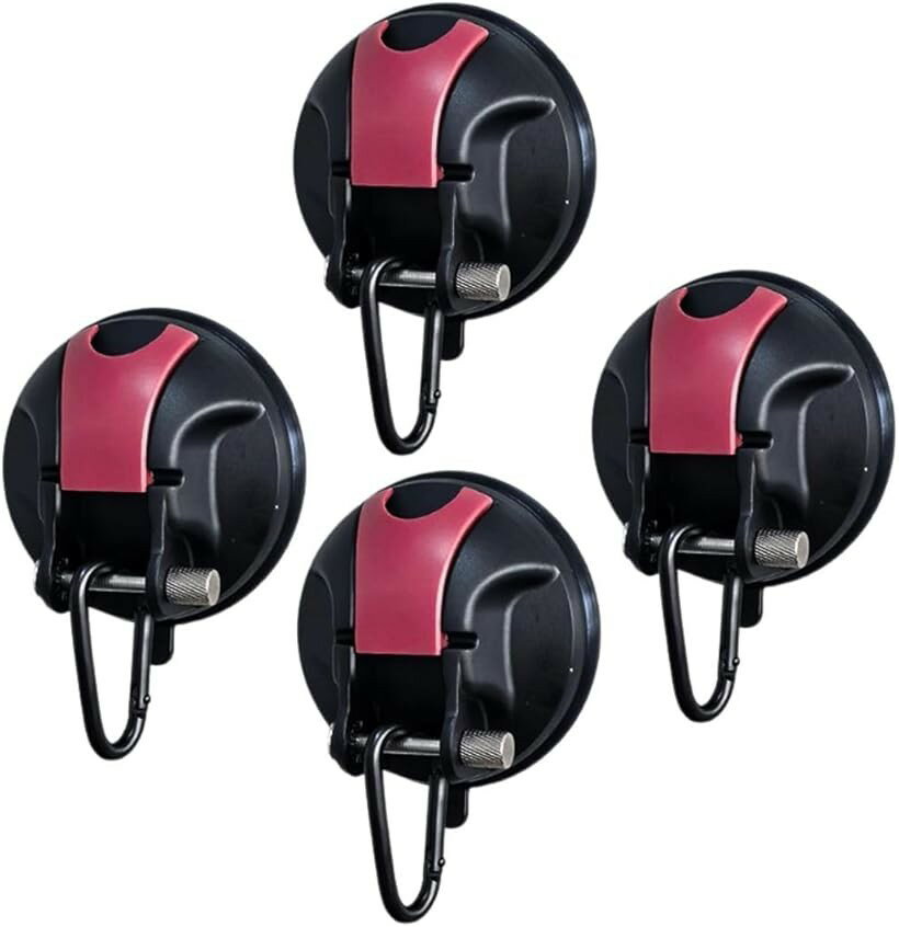 吸盤 フック 耐荷重70kg 車用 アウトドア タープ テント 固定 吸着パッド (直径9.8cm 4個セット)