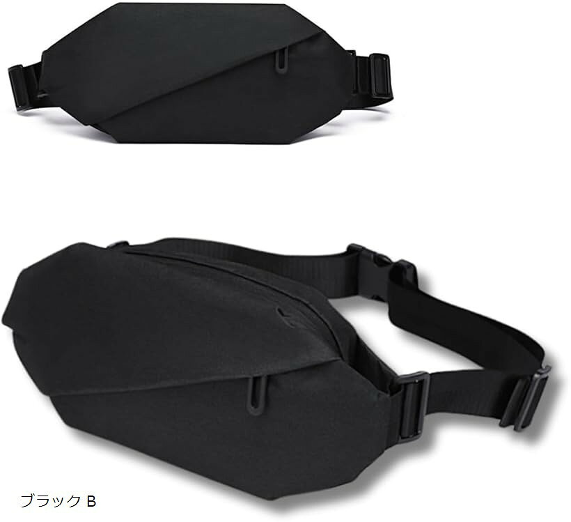 Hip Bags, Waist Bags - ボディバッグ ショルダーバッグ メンズ 斜めがけ ワンショルダーバッグ コンパクト 撥水 軽量 防水 ウエストバッグ 肩掛けバッグ 小さめ おしゃれ (ブラック B)