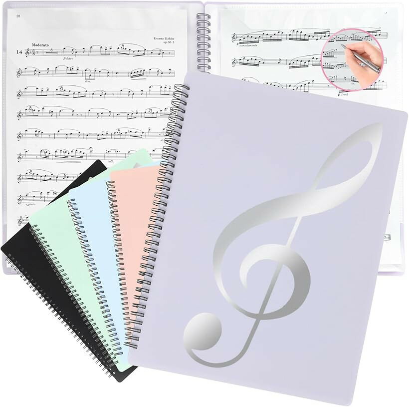 Music Stands - 楽譜 ファイル 書き込める 2面 台紙 譜面 20枚/40ページ 吹奏楽 ピアノ バンド A4 ラベンダー (ラベンダー)