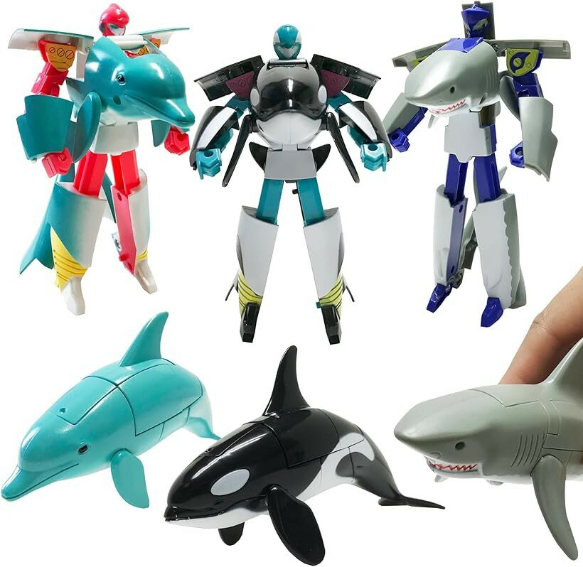 かっこいいぞ.変形する海獣 海の生き物ロボット海獣 海洋生物 変形ロボット 立体パズル おもちゃ 3種セットA (3種セットA)