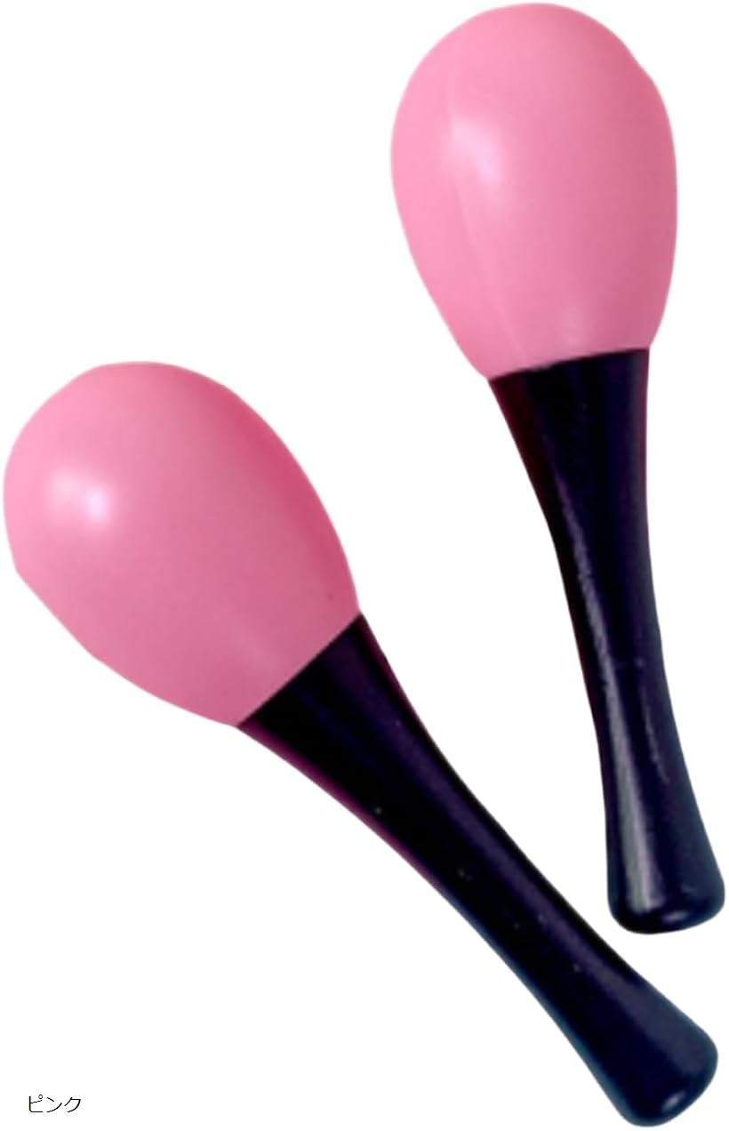 マラカス リズム楽器 プラスチック 13cm 幼児 子供 保育 演奏 発表会 パーティ 1対セット (ピンク)