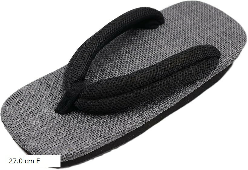 雪駄 メンズ ラタンメッシュ天 ブラック メッシュ鼻緒 ゴム底 日本製 (ブラック, 27.0 cm F)