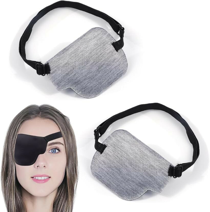 眼帯 片目 おしゃれ アイパッチ 右目 左目 立体 遮光 保護 アイマスク 2個セット (グレー)