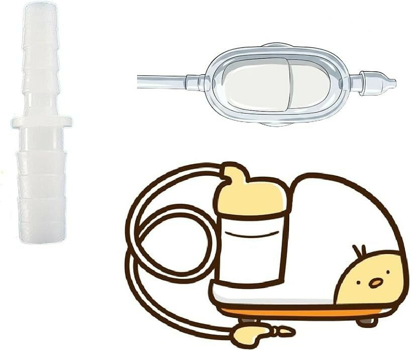 ノズル コネクター 吸引器 ポット 内径4mm ・ 内径7mm チューブ 接続用 関連 部品 (乳白色, 4mm， 7mm)