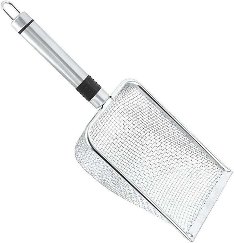 【楽天ランキング1位入賞】猫砂スコップ ステンレス 細かい砂用 大粒 トイレ シャベル メッシュ 掃除 鉱物 大粒用 (シルバー)