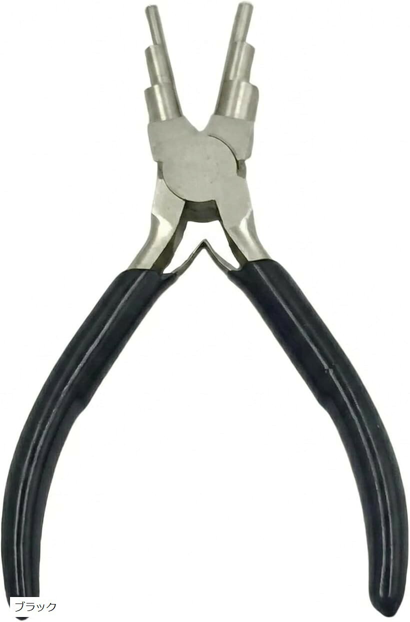 6段プライヤー 145mm ベイルメイキング ワイヤークラフト ハンドメイド 工具 (ブラック)