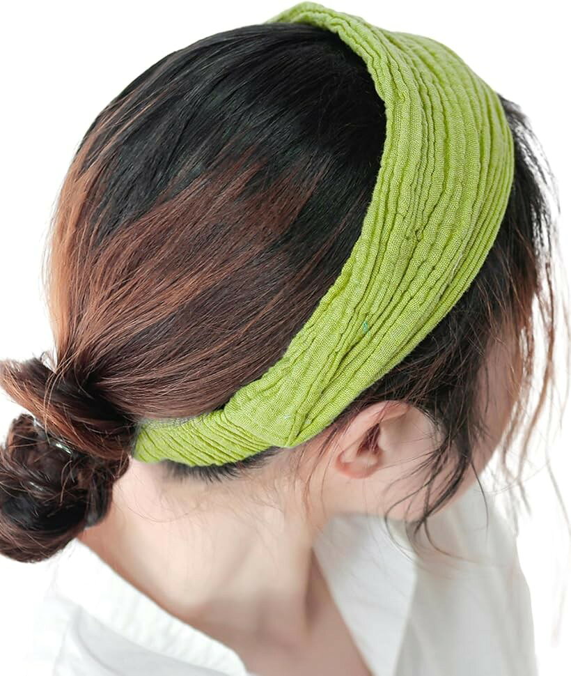 ヘアターバン レディース おしゃれ 洗顔 ヘアバンド バックカチューシャ 綿100% 幅広 髪留め 大人 ファッション 女性 人気 ヘアアクセサリー 白髪隠し 可愛い (ライム, 標準)