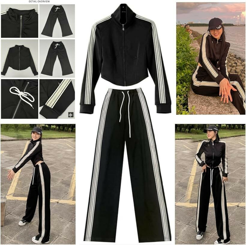 かっこいい かわいい おしゃれ 人気 大人 女性 パジャマ ロング パンツ 長ズボン ジャージ スエット スウェット レディース ルームウエア マタニティ 部屋着 普段着 韓国 ダンス 旅行 入院 (ブラックw, XL)