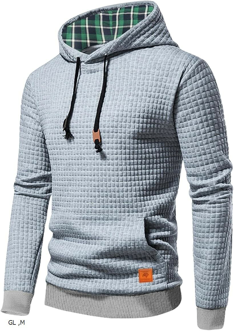 メンズ パーカー 薄手 ジャカード フード付き スウェット プルオーバー 秋服 長袖 ゆったり 立体デザイン カジュアル トップス (GL, M)