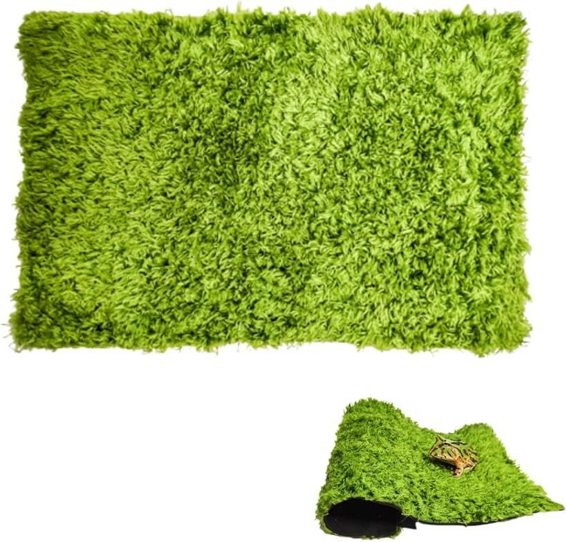 爬虫類 床材 人工芝 飼育 マット 保湿 リクガメ カエル レオパ カット可能 (30x20cm)