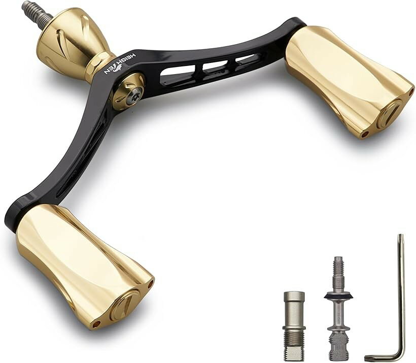92mm リール ハンドル シマノ Shimano ダイワ DAIWA 通用 スピニングリール用 Wing Rocket Series (ブラック＆ゴールド)