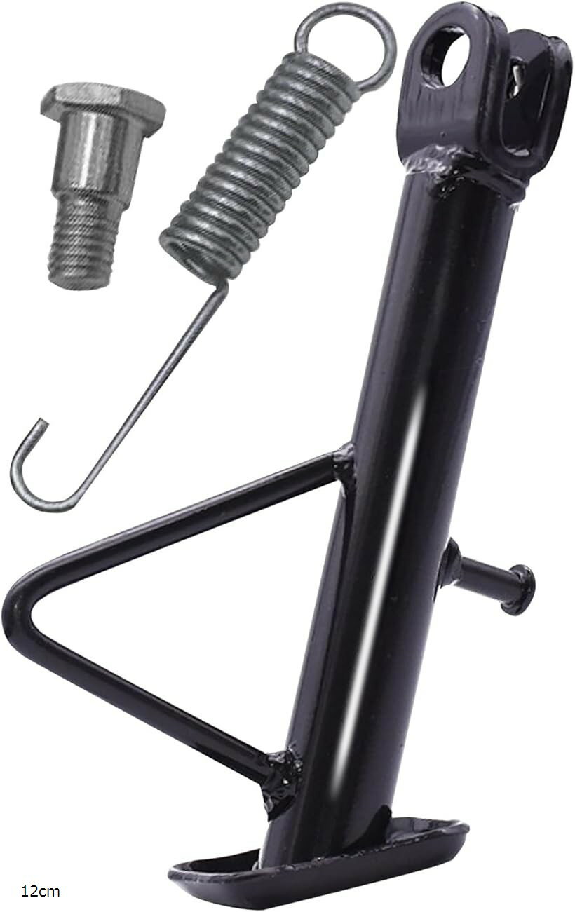 バイク 用 サイド スタンド 原付 アシスト フック キック 転倒 防止 ボルト バネ (ブラック, ...