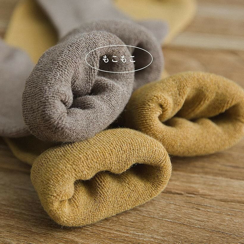 ツジヤ 靴下 レディース 厚手 暖かい靴下 冬 秋冬 かわいい もこもこ 防寒 ハイソックス モコモコ 足の冷えない不思議 綿 裏起毛 防臭 22～25cm 4足セット (4足black, 22.0-25.0 cm)