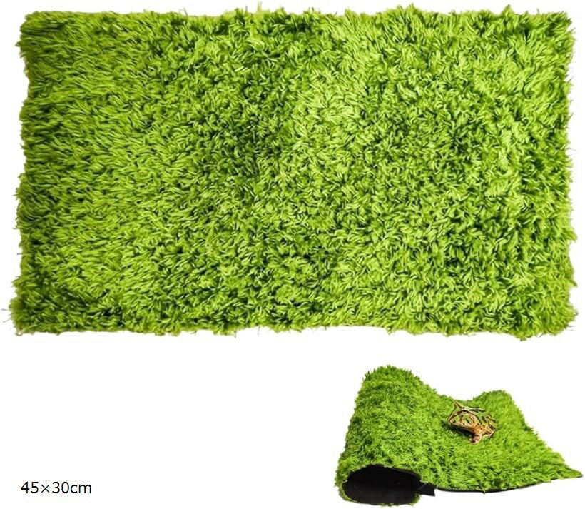 爬虫類 床材 人工芝 飼育 マット 保湿 リクガメ カエル レオパ カット可能 (45x30cm)