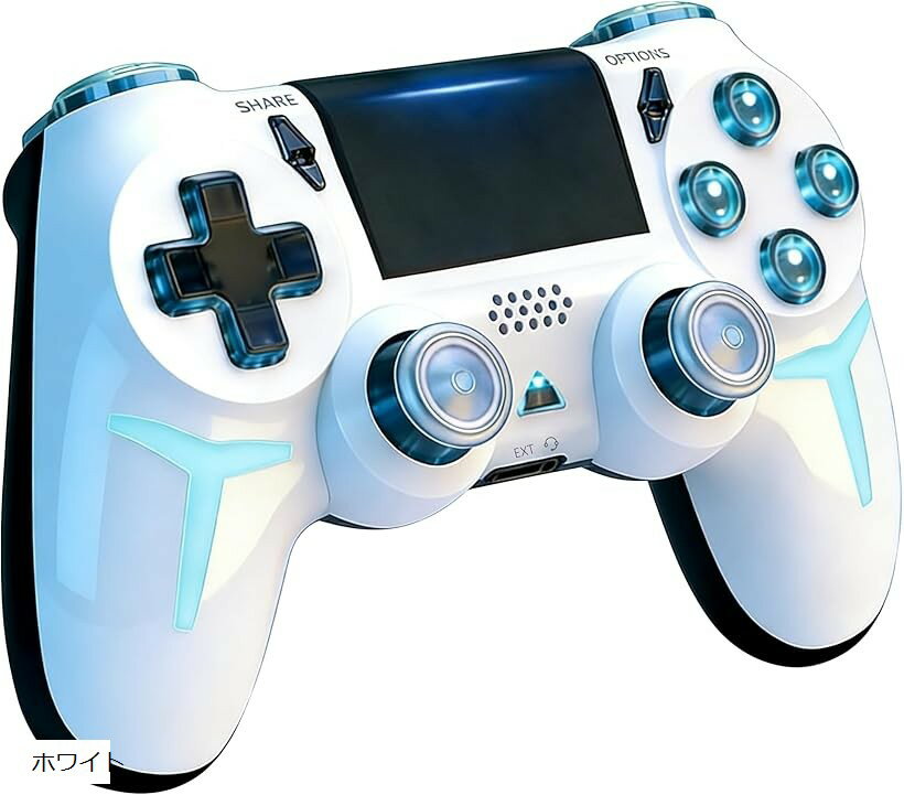 ps4コントローラー pc 革新モデル ゲームパッド 6軸ジャイロセンサー 二重振動 高精密ボタン Bluetoooth 無線/有線安定接続 遅延なし (ホワイト)
