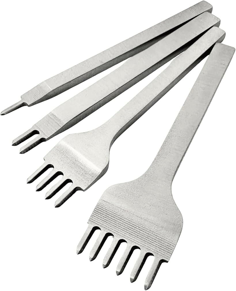 菱目打ち 高炭素鋼 4本 レザークラフト 穴あけ 工具 a478 (4.0mm)