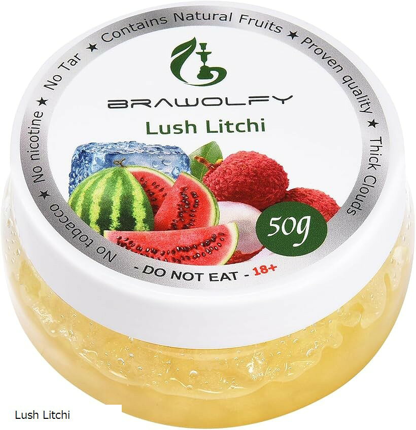 シーシャ フレーバーShisha Friut Hookah Flavors Set 50g of Packs Tobacco ＆ Nicotine Free 水たばこニコチンフリー (Lush Litchi)