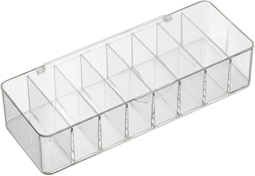 コンタクトケース カラコンケース 蓋付き 仕切り コンパクト (クリア)