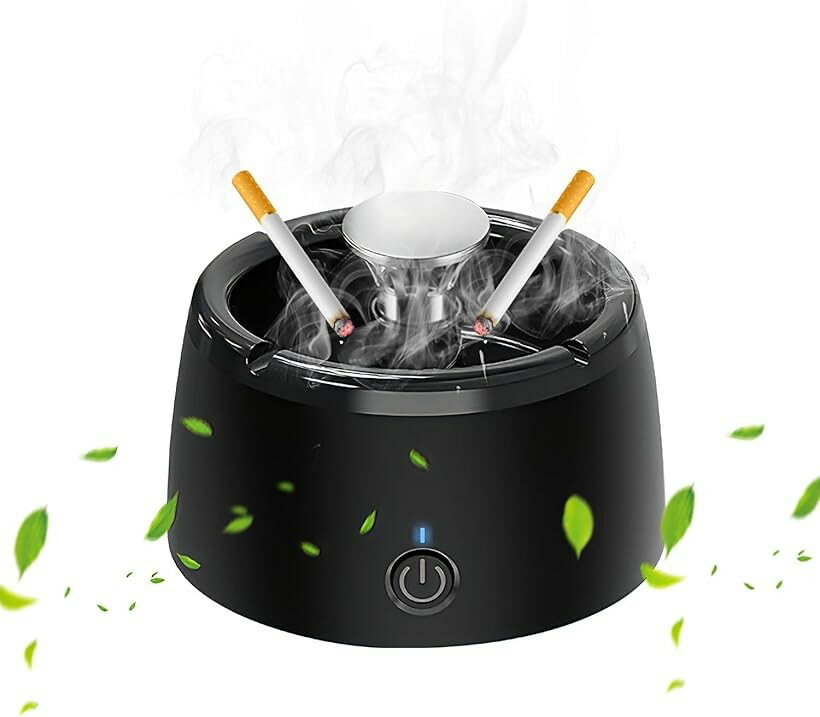 2イン1 多機能灰皿 USB充電式 電子 小型 タバコ 風速調整 スモークレス灰皿 3重ろ過 アロマディフューザー 2段風速 HEPAフィルター 卓上 軽量 省エネ 煙吸引 煙を吸い取り 祝日 父の日 ブラック フィルター付き (ブラック)