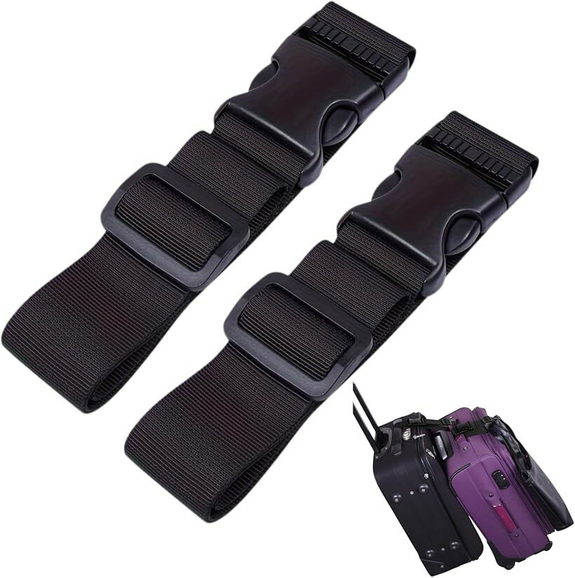 荷物固定ベルト スーツケースベルト 連結ベルト 2個セット (ブラック)