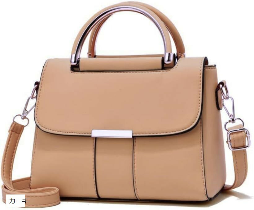 ショルダーバッグ ハンドバッグ ミニとーと 斜めがけ 2way 小さめ レディース コンパクト PUレザー かばん (カーキ, 横23cmx縦19cmxマチ13cm)