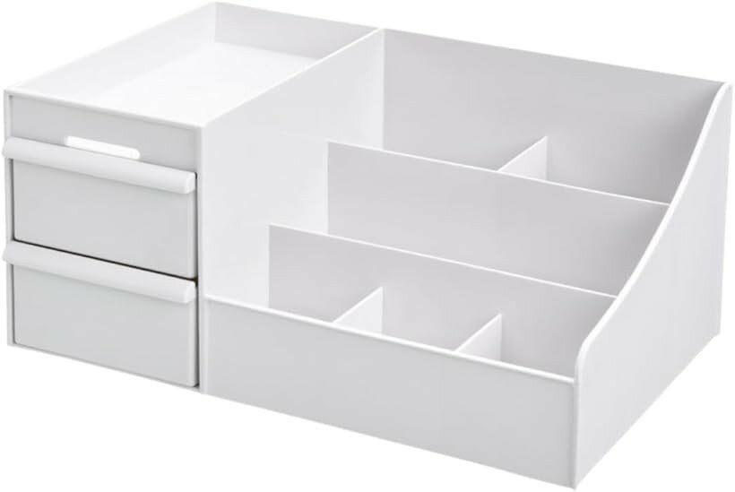 メイクボックス デスク 卓上 化粧品 収納ボックス 大容量 引き出し ケース コスメボックス メイクアップ (白)