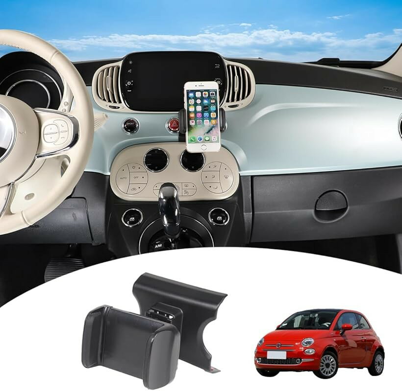 フィアット 500 2007年～現行に専用 スマホホルダー 車 携帯電話ホルダー スマートフォン用 車載ホルダー スタン 360度回転 自由調節 取り付け簡単 新版 全機種に対応 カー用品 車用アクセサリー (クリップ式)