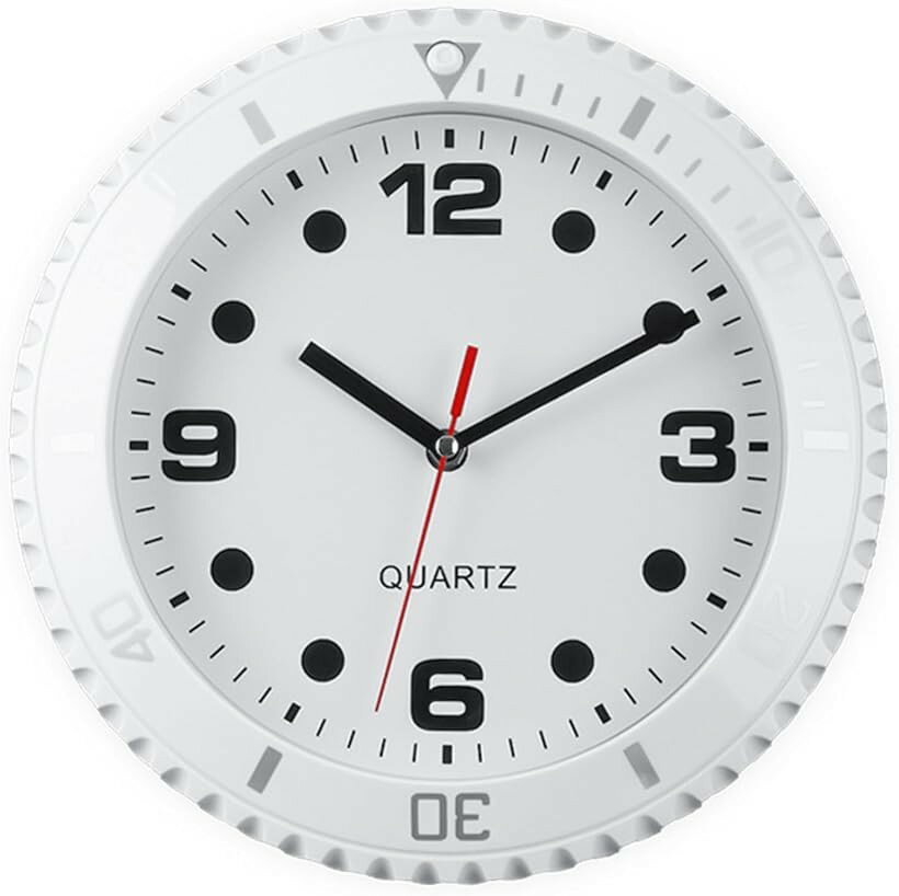 掛け時計 腕時計風 デザイン おしゃれ インテリア アナログ (ホワイト, 直径28cm)