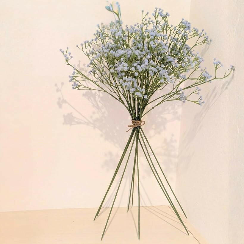 造花 インテリア かすみ草 カスミ草 花束 ブーケ 10本セット (ミディアムブルー, 全長60CM)
