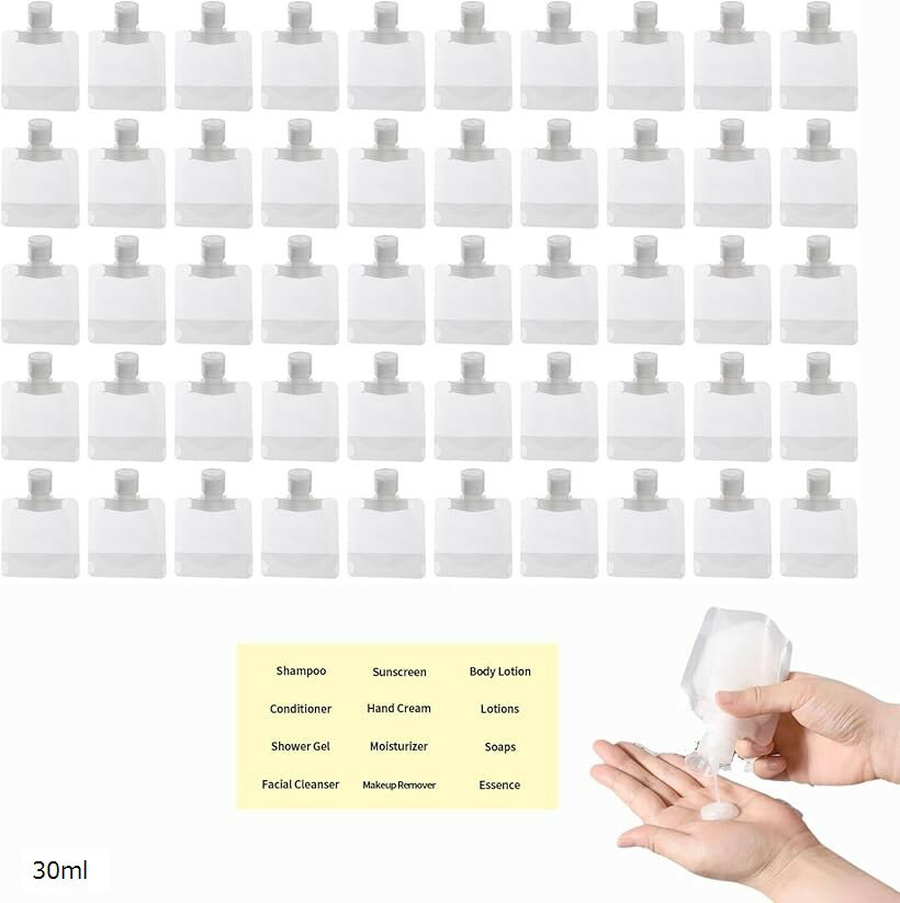 Other - 詰め替えボトル パウチ容器 トラベルボトル シャンプーボトル 旅行用 (半透明, 30ml)
