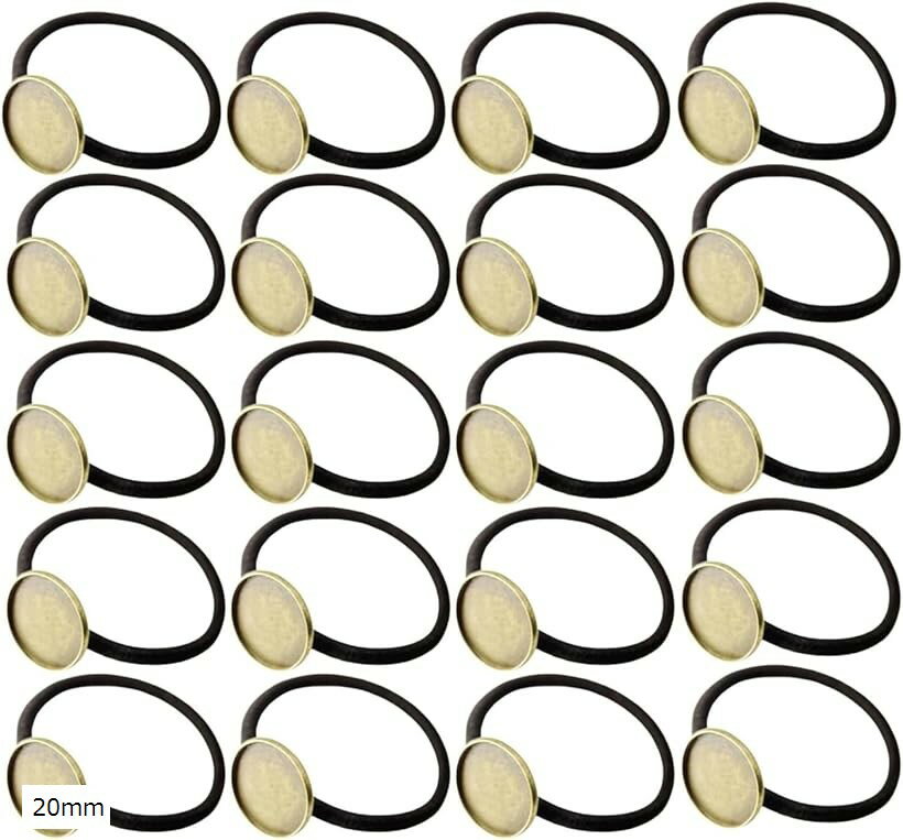 ヘアゴム 台座 付き 20個セット ミール皿セッティング 金具 留め具 DYI アクセサリー (20mm)