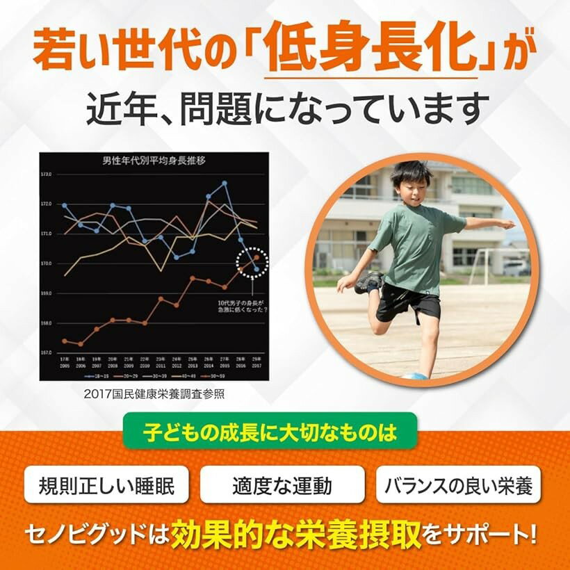 セノビグッド 成長期タブレット みかん味 1袋 30日分 子供 サプリメント アルギニン ボーンペップ カルシウム ビタミンD 亜鉛 ビタミンC 乳酸菌 栄養機能食品 (1袋(1か月分)) 3