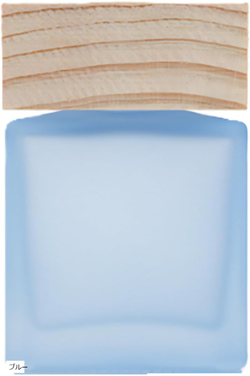 ディフューザーボトル リードディフューザー ウッドキャップ アロマ詰め替え グラスボトル おしゃれ 四角 (ブルー, 普通)