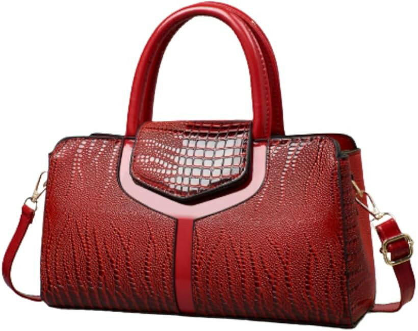 美品 クロコダイル CROCODILE バッグ ショルダーバッグ マットクロコ ワニ革 カバン 鞄 レディース レッド sankyo shokai（三京商会） クロコダイル バッグ 2WAY マット センター