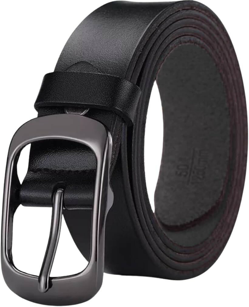 Wide Leather Belt for Women - Suitable for Casual, Suit, Formal, Denim, and Kids - Unisex - Silver Buckle (Black/95cm)