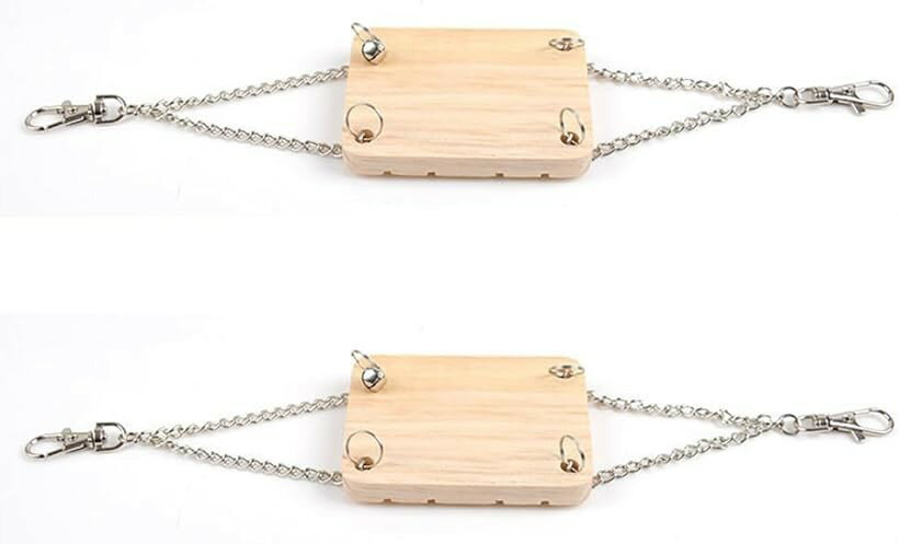 Supplies - 小動物用 ブランコ 木製 ハンモック 踏み台 ペットベッド 2個セット (木色)