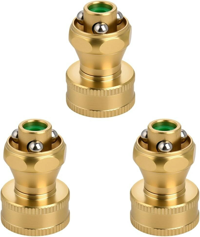 3個 真鍮ホースノズル ツイストガーデンホースジェットノズル 3/4 高圧ホース 調整可能なツイストショット散水スプレー庭屋外家庭用 洗車ホース アタッチメント (ゴールデン)