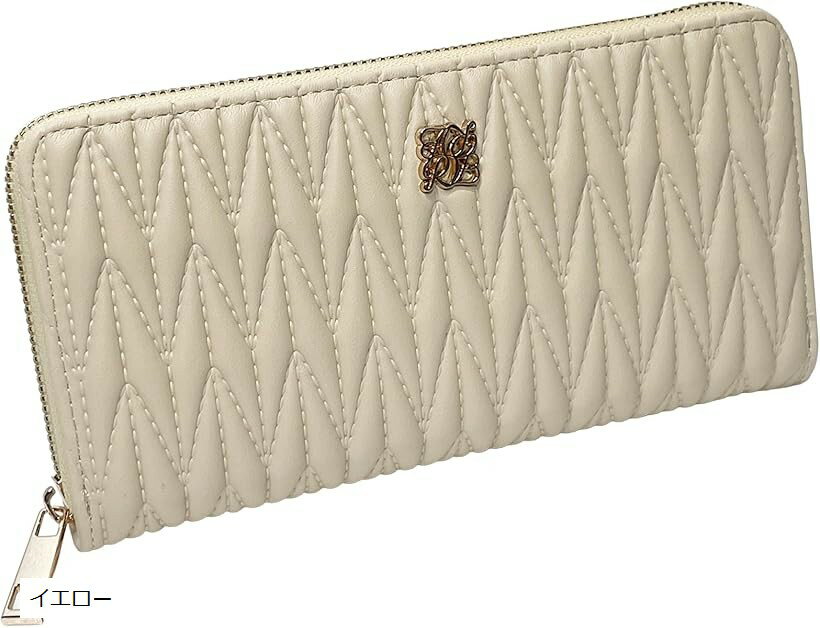 長財布 大容量 緑色 レディース 使いやすい グリーン おしゃれ 可愛い ラウンドファスナー カード収納 小銭入れ ウォレット キルティング R (イエロー)