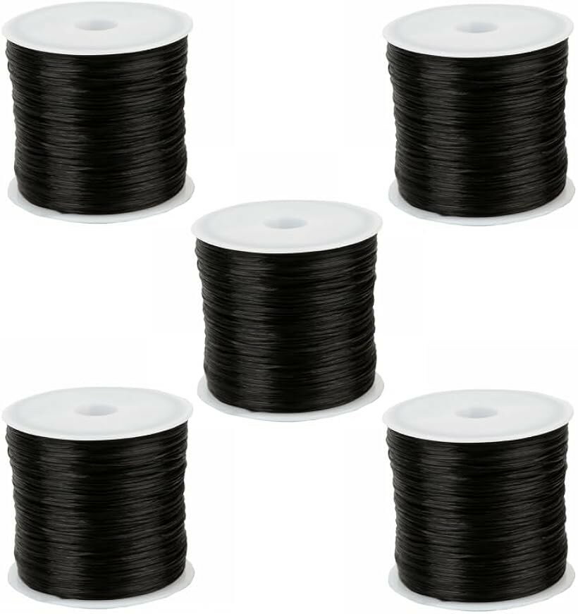 ブレスレット用 オペロンゴム 5個セット 0.8mm 60m 天然石 パワーストーン ハンドメイド (ブラック5個セット, 0.8mm 60m)