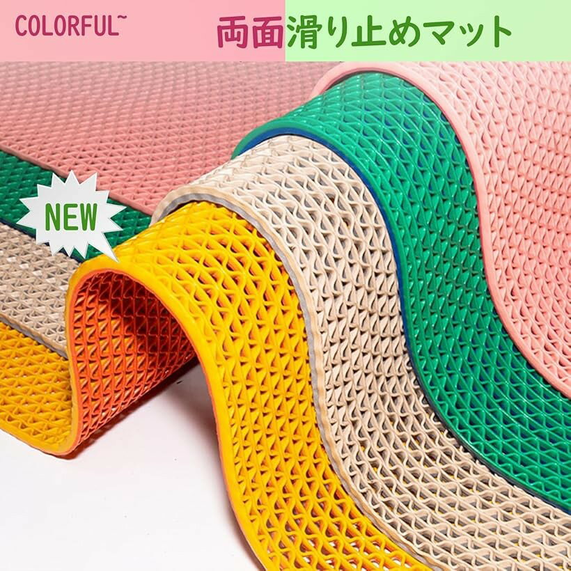 QD-SGMP 滑り止めマット 屋外 PVC 厚さ5mm 両面カラー 風呂 浴槽内 浴室 ゴム 耐久 廊下カーペット プール ラグ 業務用 駐車場 工業用 玄関 ベランダ 商業 (ブルー＋グリーン, 120 x 200 cm (長方形))