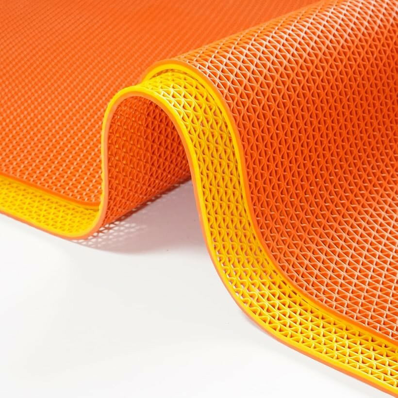 QD-SGMP 滑り止めマット 屋外 PVC 厚さ5mm 両面カラー 風呂 浴槽内 浴室 ゴム 耐久 廊下カーペット プール ラグ 業務用 駐車場 工業用 玄関 ベランダ (オレンジ＋イエロー, 120 x 1000 cm (長方形))