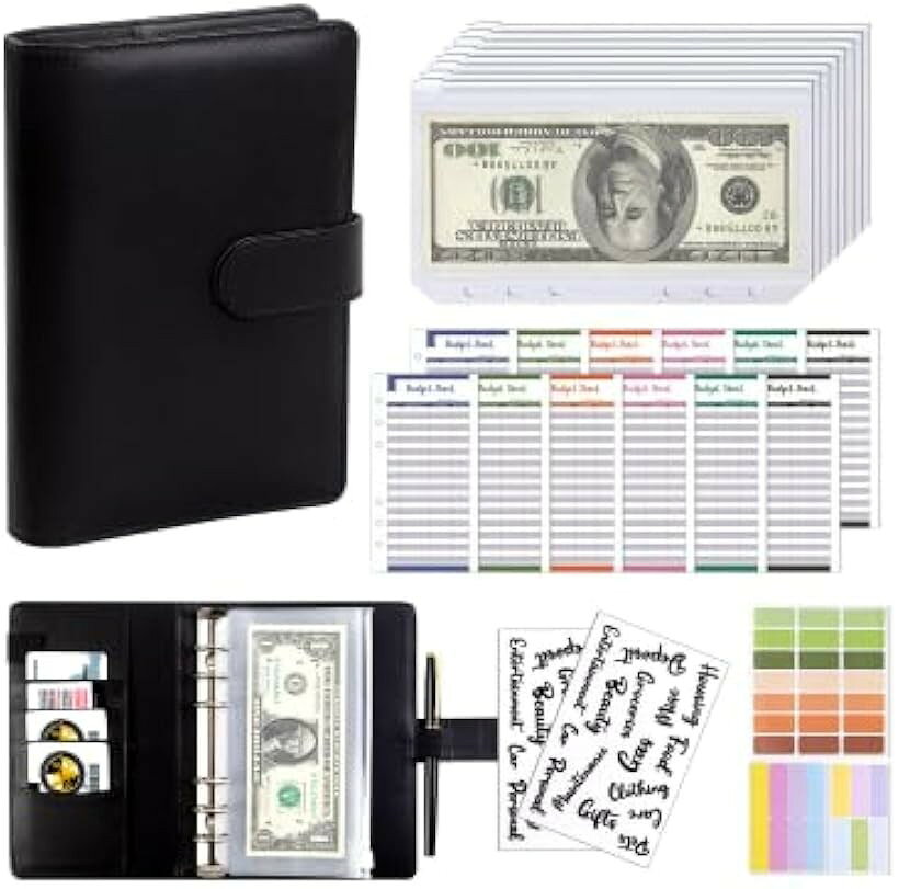 商品コード2br60iq640商品名お金管理ポーチ A6サイズ 家計簿セット 袋分け 貯金ノート 現金管理 ファスナーポケット8枚付き ブラックブランドRINHAPI「8枚のファスナーポケットで分けやすい」 食費・日用品・交通費など、支出項目ごとに分けて入れられるファスナーポケットが8枚付属。お金の流れをひと目で把握できます。「貯金ノートで無理なく節約」 日々の支出や貯金額を記録できるノート付き。使った金額がすぐに確認でき、自然と貯金習慣が身につきます。「コンパクトなA6サイズで持ち運び便利」 小さなバッグにも入るA6サイズだから、外出先での管理や旅行時の予算分けにも最適。スマートに管理できます。「収納力抜群の多機能ポーチ」 現金だけでなく、レシート、カード、クーポンなどもまとめて整理可能。家庭用から学生の予算管理まで幅広く活躍します。「サイズ」 縦19cmx横13cmx厚み3cm※ 他ネットショップでも併売しているため、ご注文後に在庫切れとなる場合があります。予めご了承ください。※ 品薄または希少等の理由により、参考価格よりも高い価格で販売されている場合があります。ご注文の際には必ず販売価格をご確認ください。※ 沖縄県、離島または一部地域の場合、別途送料の負担をお願いする場合があります。予めご了承ください。※ お使いのモニタにより写真の色が実際の商品の色と異なる場合や、イメージに差異が生じることがあります。予めご了承ください。※ 商品の詳細（カラー・数量・サイズ 等）については、ページ内の商品説明をご確認のうえ、ご注文ください。※ モバイル版・スマホ版ページでは、お使いの端末によっては一部の情報が表示されないことがあります。すべての記載情報をご確認するには、PC版ページをご覧ください。A6サイズのコンパクトなお金管理ポーチは、家計簿管理や貯金の袋分けにぴったり。8枚のファスナーポケット付きで、項目ごとに現金を分けて管理できます。月ごとの支出や貯金を見える化できる貯金ノート付きで、楽しく無理なく節約生活をサポート。持ち運びにも便利なサイズで、日常の家計管理をスマートに整えます。