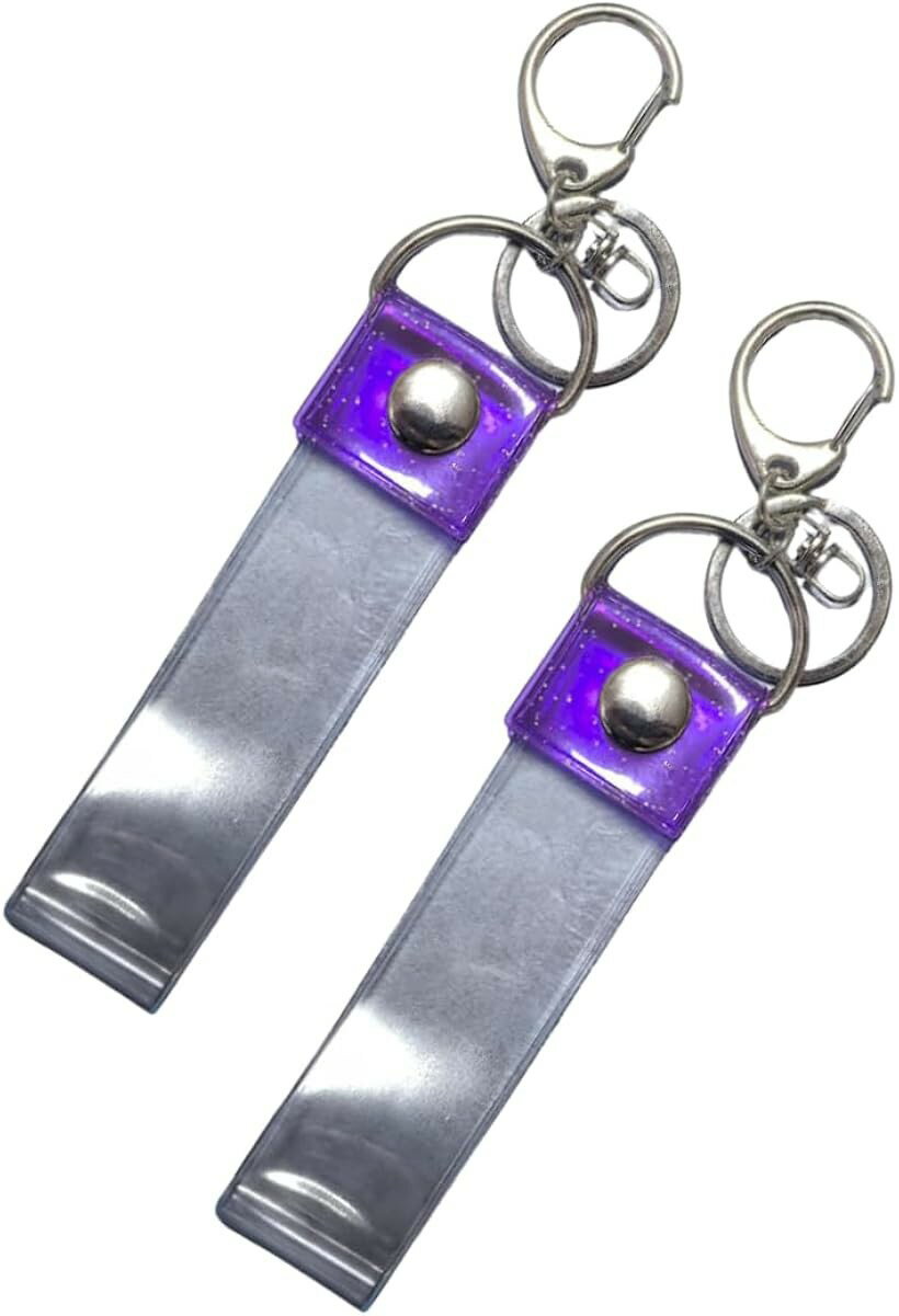 銀テープホルダー 収納ケース キーホルダー ストラップ 保管 2本 C (パープル)