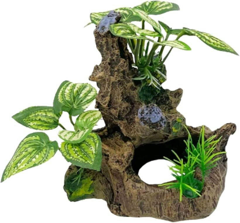 水槽 オブジェ 流木 アクアリウム 爬虫類 両生類 亀 隠れ家 (グリーン)