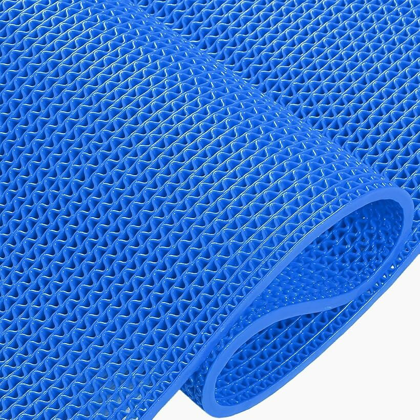 QD-SGMP 滑り止めマット 屋外/屋内兼用 自由カット可能 超撥水 PVC素材 高耐久 介護施設 病院 学校 店舗 業務用 キッチン 浴室 浴槽内 玄関 ドアマット (ブルー, (5.0mm高密度) 0.9x1M)