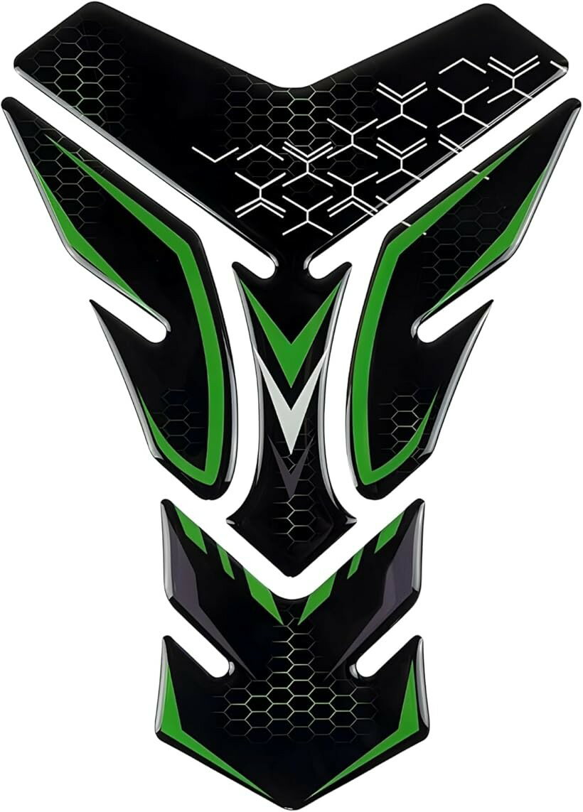 互換品 バイク タンクパッド 3D カワサキ ニンジャ 250 400 650 / z400 z900 z1000 zx6r zx10r zx25r 対応 汎用 タンク保護 傷防止 (グリーン)