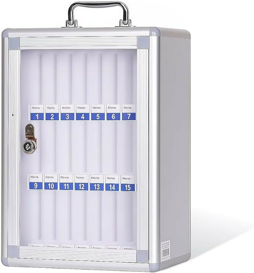 携帯電話キャビネット スマホ収納ボックス 鍵付き 電話ロッカー 携帯電話オーガナイザー タイムロックボックス 電話整理ケース マルチスロット電話オーガナイザー (シルバー, 24ビット)