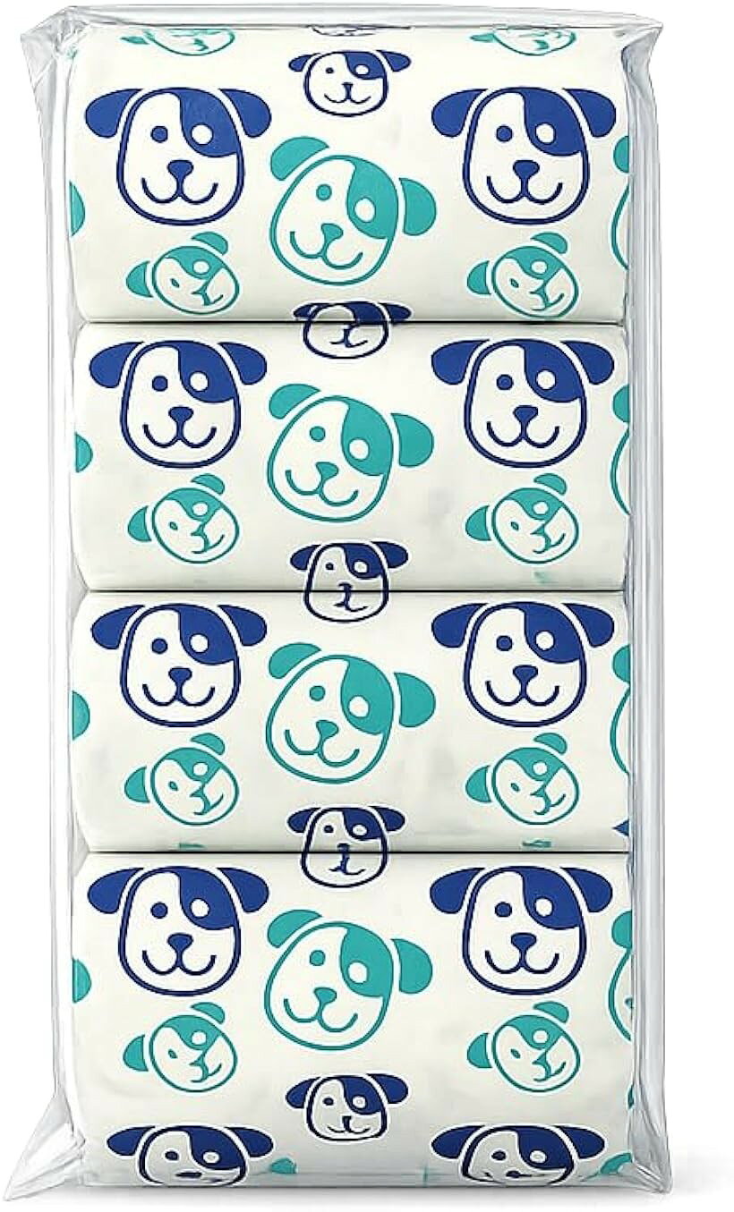 香り付きエチケット袋 20枚x8ロール 160枚＋リード取付可能 収納バッグ セット 犬用お散歩グッズ (レモンの香り400枚)